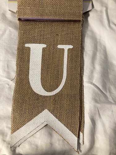 Mothers Day Burlap Banner I Love You Mom Pink Lettering And Brown Burlap NWT - Picture 7 of 10