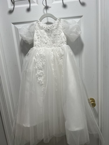 JJ’s House Ivory Lace Flower Girl Dress Size 2 Toddler Tea Length Wedding Party