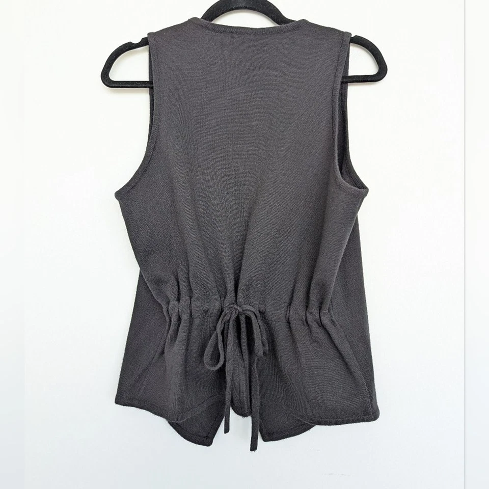 Vintage Y2K Tail Wool Blend Button Front Cinch Waist V Neck Blazer Vest Sz M - Image 2 of 4