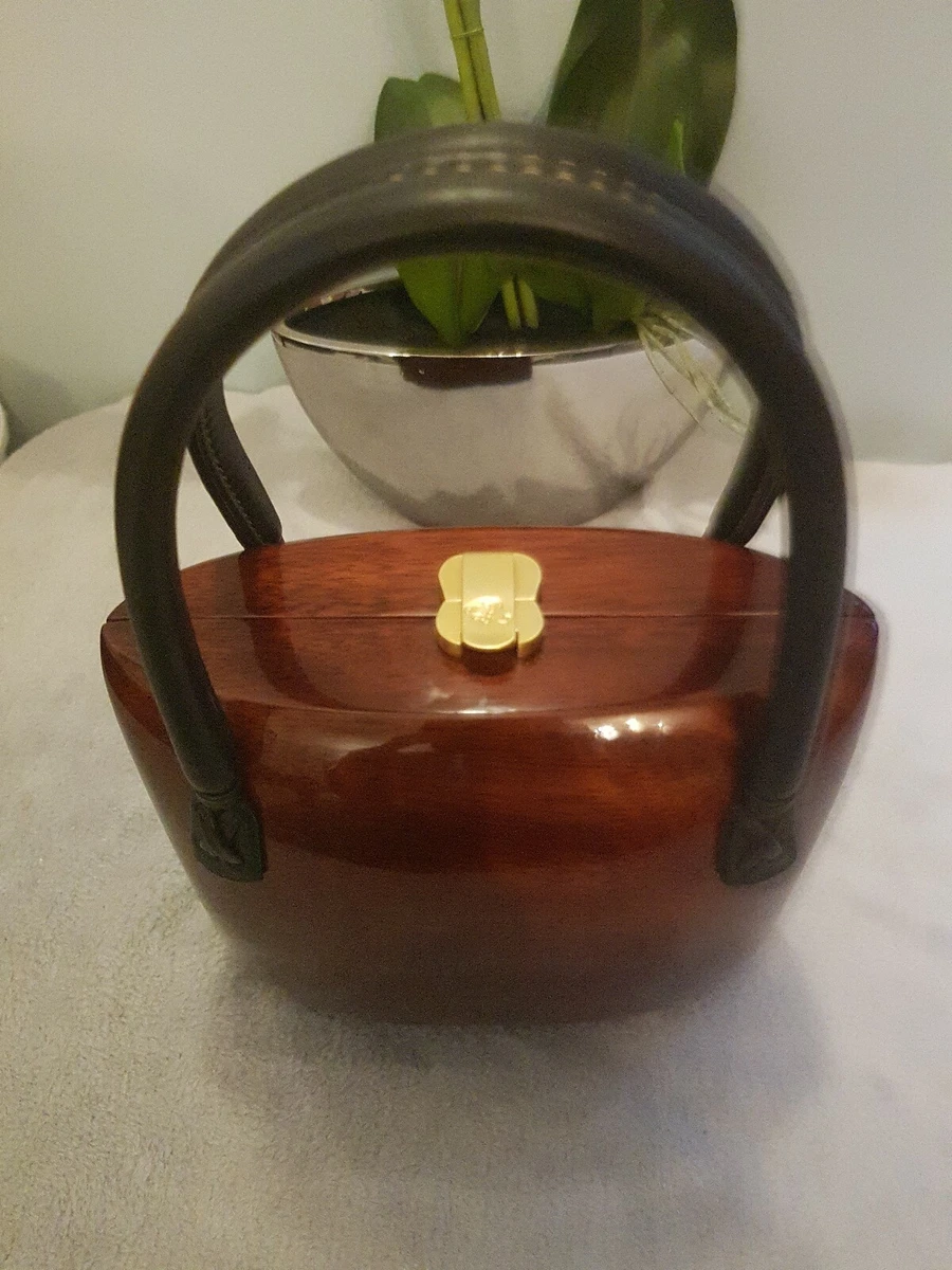 Unique Elegant Rare Vintage Rocio Helena Wooden Bag