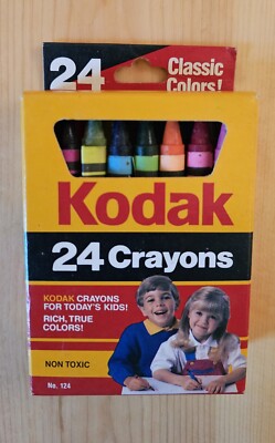 Vintage Kodak RoseArt 24 Non-Toxic Crayons No. 124 - Made in USA