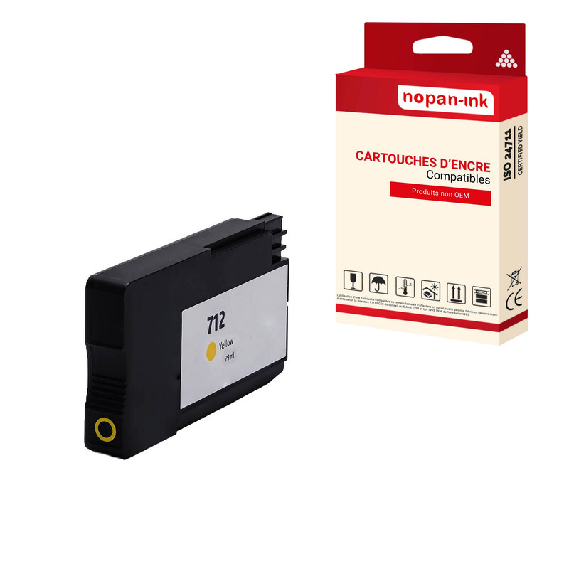 Cartouche HP 712 jaune anti-bouchage NOPAN-INK pour traceurs grand format