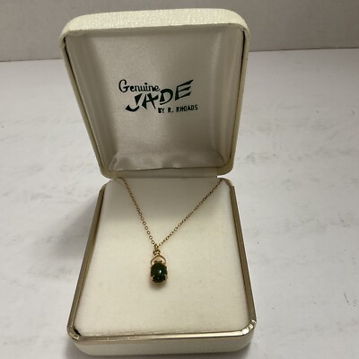 Genuine Jade Necklace by Rhoads 18 inch Chain Original