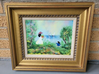 Louis Cardin エナメル 銅 絵画アート サイン入り 80年代 ① Louis Cardin Original Framed Enamel on Copper 1978 signed Painting