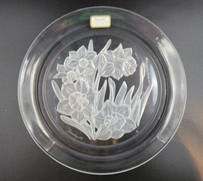 NEW Vintage Vinardi Leaded Crystal Daffodil Plate 080-I Japan T Yamamoto