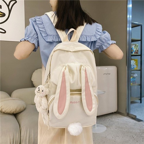 Cute Rabbit Teens School Backpack Kawaii Bear Travel Casual Bag for Girls Women - Picture 3 of 29