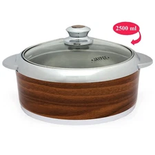 JAYPEE GLASSMATE NEO 2500ML WOODEN BROWN CASSEROLE BPA FREE FOOD GRADE HOT POT