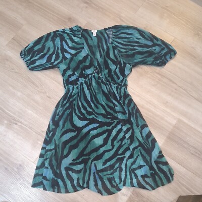 River island green animal print dress UK