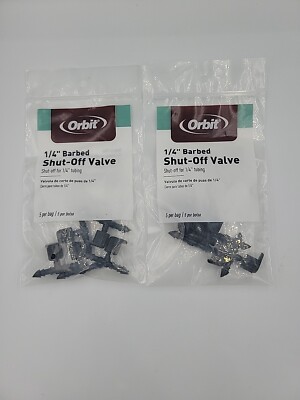Lot Of 2 Orbit 67404 5-Pack 1/4-Inch Barb Shut-Off Valve , Black For 1/4'' Tubing