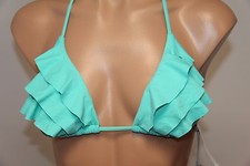 NWT O'Neill Swimsuit Bikini Bra Top Sz M Fashion Solids Ruffle tri Aqua