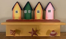 Wooden Towel Hook Wall Display Shelf Home Decor Seashells Beach House Coastal