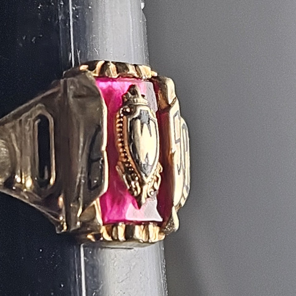 Glenwood Springs Colorado Vintage Class Ring 10k Gold Pink Ruby Stone ...