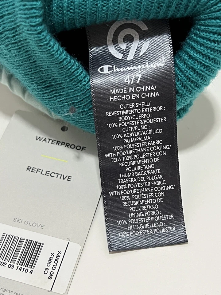 Guantes de esquí Champion verdes manzana/negro para niños talla 4/7 años, impermeables más cálidos Foto 4 de 4