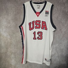 Vintage Reebok Authentic 2004 USA Olympics Tim Duncan 13 Jersey Mens 52 2XL Sewn