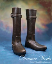 1/4 1/3 Retro Brown PU Leather Doll Military Long Boots For BJD Doll Shoes