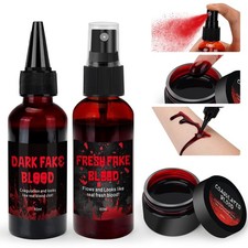 3PCS Halloween Fake Blood Kit Cosplay Makeup Dress Up 3 pieces, Red