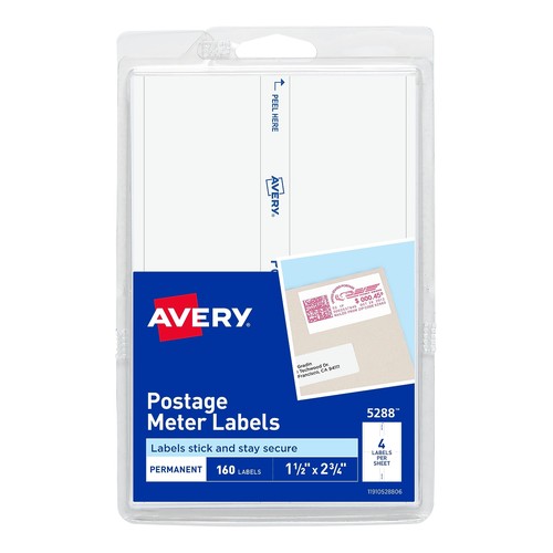 Avery Porto Meter Etiketten 1 1/2" x 2 3/4" weiß 4 Etiketten/Blatt 165746