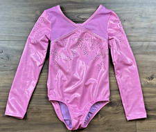 Cat Jack Long Sleeve Pink Bling Gymnastics Leotard Medium 7/8