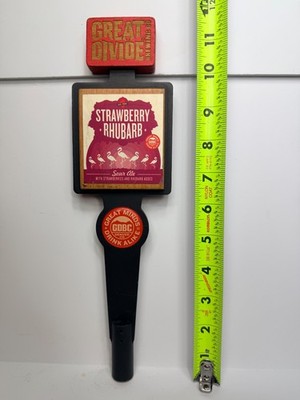 Great Divide Brewing Co Tap Handle Strawberry Rhubarb Sour Ale Wooden Steel 12''