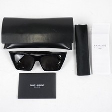 Saint Laurent Acetate Cat-Eye Sunglasses In Black With Grey Blue Lenses SL372 