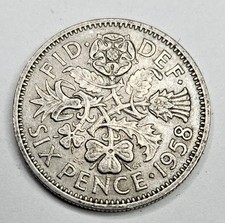 1958 Great Britain 6 Six Pence - British Coin - Copper Nickel - World Coin - UK
