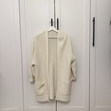Mango Chunky Cable Knit Long Cardigan Cream S 8