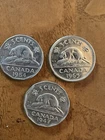 Canada 1947 1954 1965 Canadian 5 Cents Lot of 3 Ungraded Coins