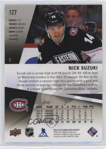 Gioco Upper Deck SP 2023-24 usato All-Stars Gold /117 Nick Suzuki #127 - Foto 2 di 4