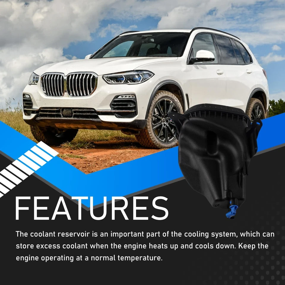 Engine Coolant Reservoir Tank with Cap Compatible with 2007-2018 BMW X5, 2008... - Image 4 of 4