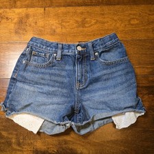 Old Navy Jean Shorts Girls Size 12 High Rise Denim Cut-Off Adjustable Waist