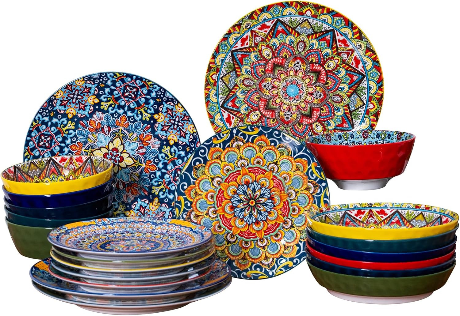 Dinner Plates Set of 6, 24 Pieces Dinnerware Sets Microwave and Dishwasher Safe,