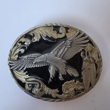 Vintage 1995 Siskiyou Soaring Eagle Pewter Enamel Belt Buckle A-2 Made in USA