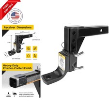 Adjustable Ball Mount, 5,000 lb Towing Capacity with 8‑Position Height Adjust...