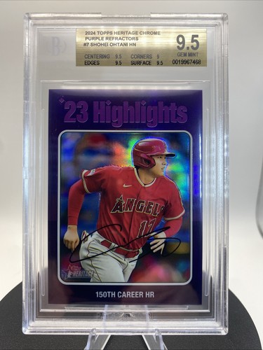 🟣 2024 Topps Heritage Chrome-'23 Highlights Shohei Ohtani #7 Purple BGS-9.5🔥