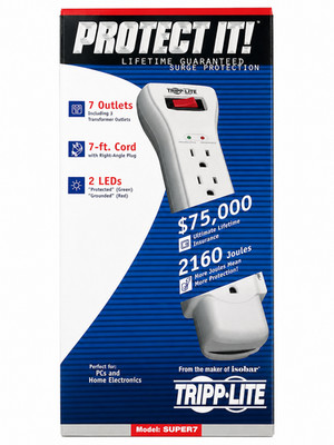 Tripp Lite SUPER7 Protect It 7-Outlet Surge Protector 2160 Joules 7FT Cord New