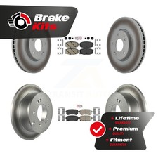 Front Rear Ceramic Pad Coated Disc Brake Rotors Kit For 2010-2013 Kia Forte 2.4L