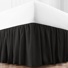 Split / Open Corner Ruffle Bed Skirt Solid Black 700 TC Egyptian Cotton