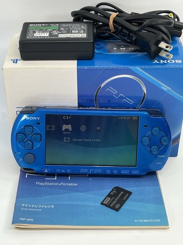Sony PSP-3000 Vibrant Blue Console In Box CIB Region Free