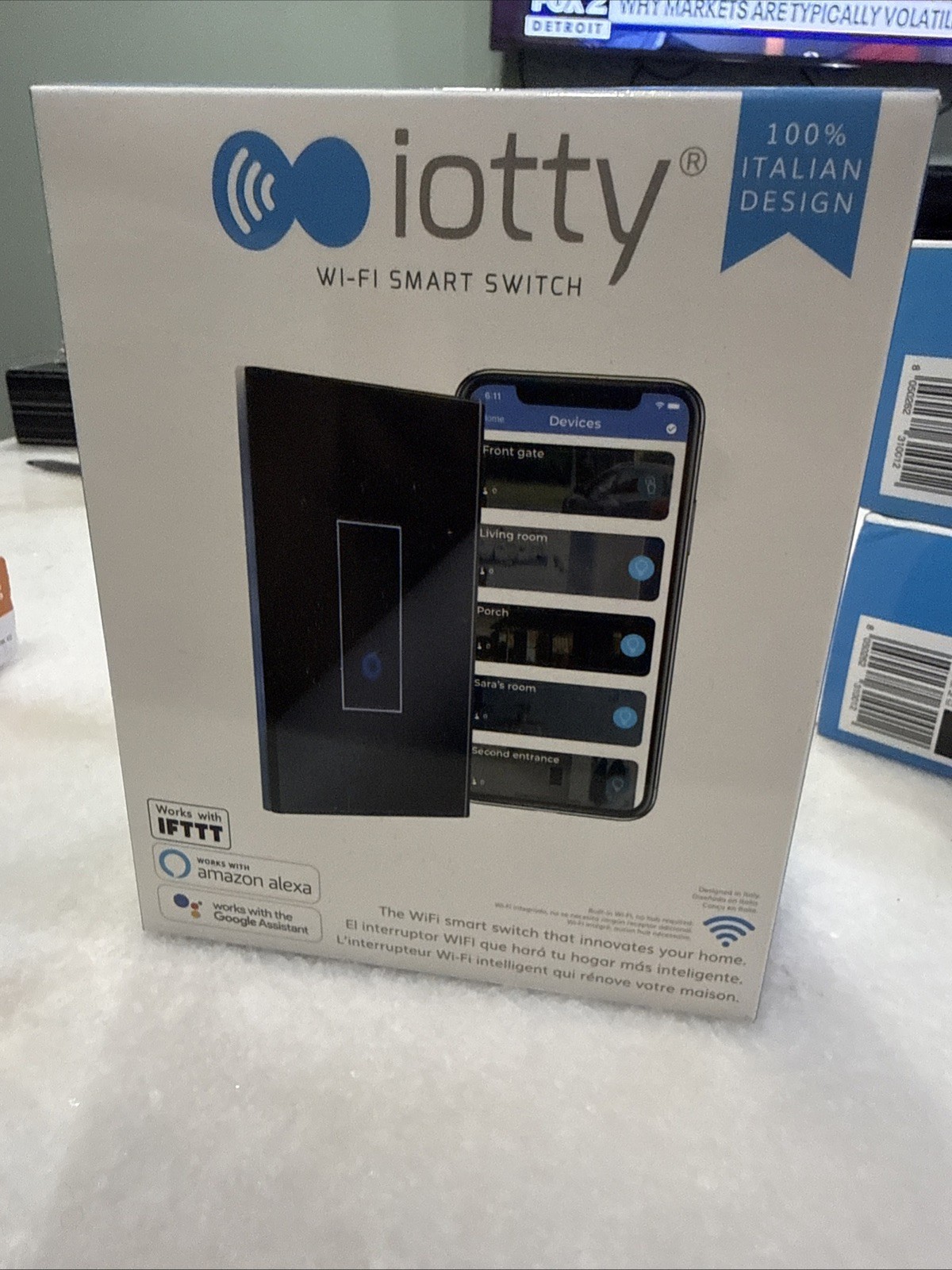 Iotty u1 wi-fi smart glass touch wall switch 1-gang black 110v alexa/google