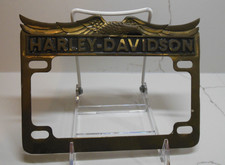 Vintage Harley-davidson License Plate Frame Solid Brass Chrome Eagle Mlf 1648 Vintage Harley-davidson License Plate Frame Solid Brass Chrome Eagle Mlf 1648