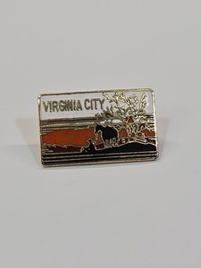 Virginia City Travel Souvenir Lapel Pin Nevada Horse & Rider at Sunset *