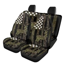  American Flag Car Seat Cover Full Set Polyester Automotive Seat deer hunting