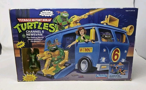Teenage Mutant Ninja Turtles TMNT Channel 6 Newsvan Playmates Vintage Complete