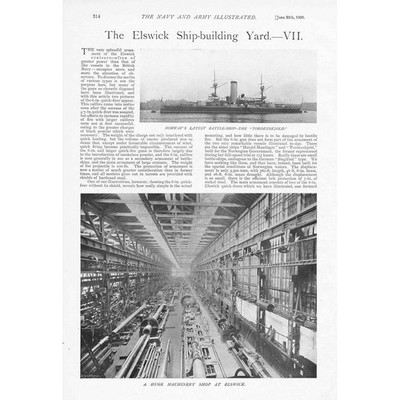 The Elswick Ship Building Yard Part VI - 2 x Antique Prints 1898