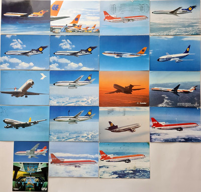 19 x Postkarte Lot FLUGZEUGE Airplane Postcards Lufthansa Condor LTU Hapag Lloyd