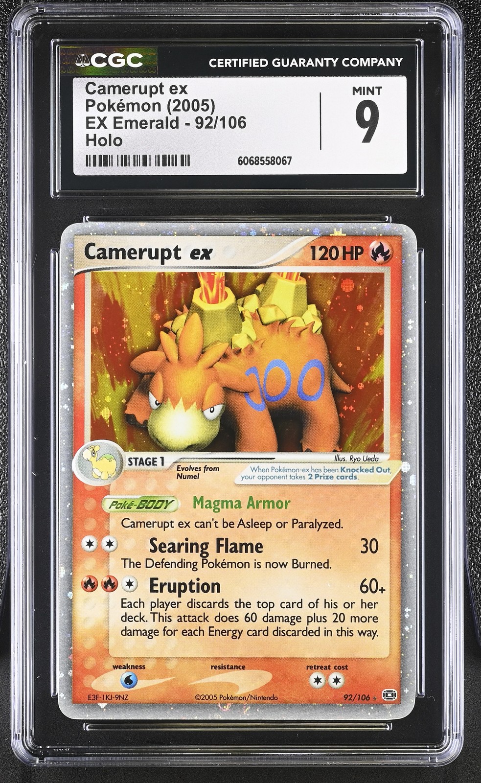 CGC 9 MINT Camerupt ex 2005 EX Emerald 92/106 Holo Pokemon Card