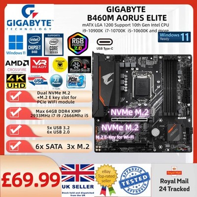 Gigabyte B460M AORUS ELITE mATX Mainboard LGA1200 10th Intel i9-10900K i7