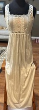 Vintage Long Sleeveless Pearly Cream Nylon GOWN Lingerie Nightgown Medium