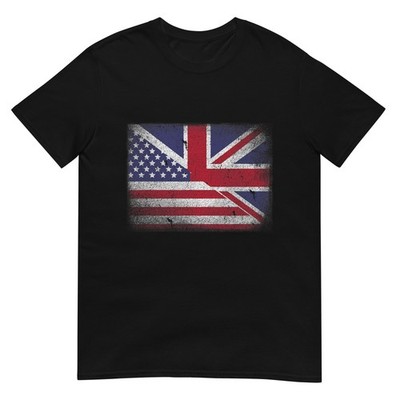 Vintage Half American Half British Flag Great Britain USA T-Shirt