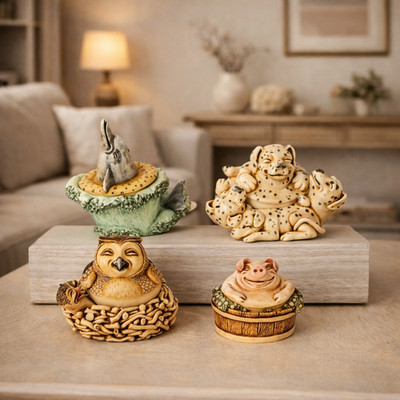   VTG Harmony Ball Gigglees Rockers Kingdom Set of 4 w/ Boxes Dogs Owl Pig